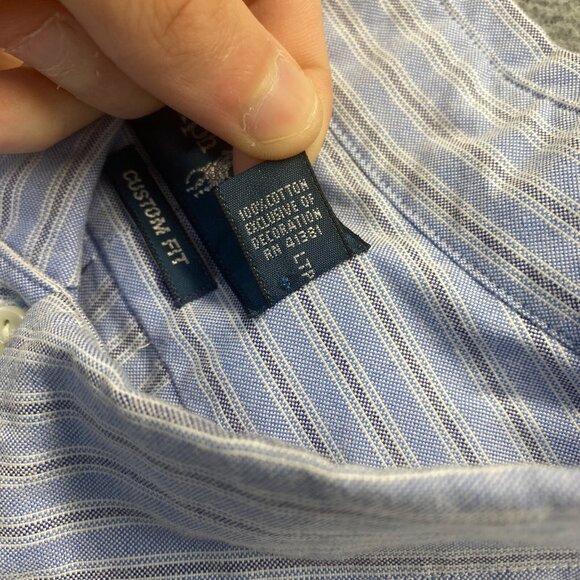 Ralph Lauren Dress Shirt Mens Size XXLarge Blue Striped Long Sleeve Button Up - Picture 8 of 9